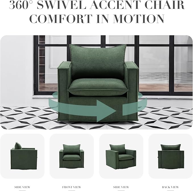 COLAMY Swivel Accent Chair Set of 2, Wide Upholstered 34in Living Room Chairs - Image 3