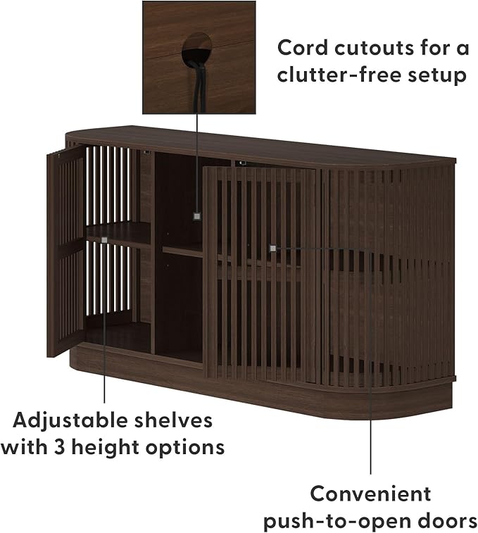 Plank+Beam Contour Wood TV Stand, Two Door Solid Wood Entertainment Console - Image 5