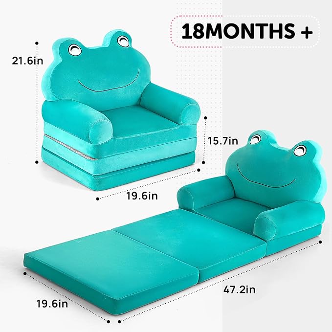 Kids Sofa Comfy, Adorable Animal Toddler Chair, Foldable Kids Couch - Image 3