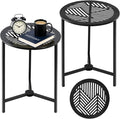 2 Packs 13" Small Metal Side Tables Indoor Black Outside End Table by Party+Zealot