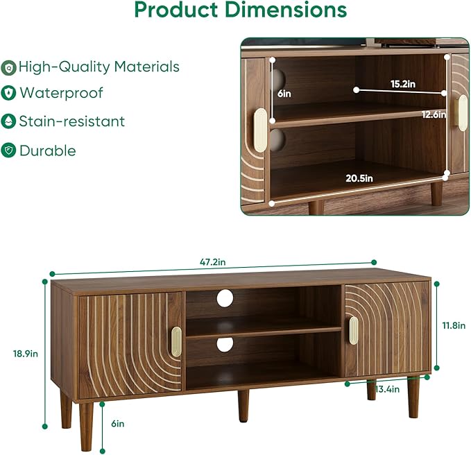 47" TV Stand for TVs up to 55 Inch, Entertainment Center - Image 2