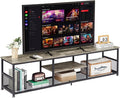 VECELO Industrial TV Stand for Televisions up to 80 Inch, 3 Tiers Media Console by VECELO