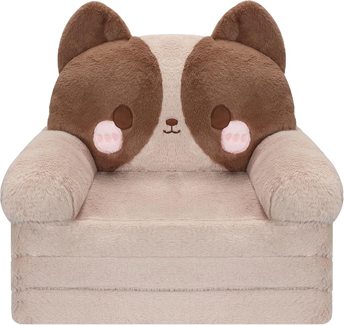 MONKISS Kids Couch, Comfy Toddler Chair, 2 in 1 Fold Out Kids Sofa to Lounger by MONKISS