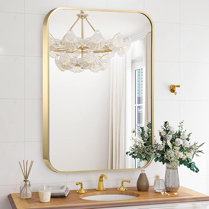 16x20 Inch Bathroom Mirror for Wall, Aluminum Alloy Framed Brushed Wall Mirror - Image 2
