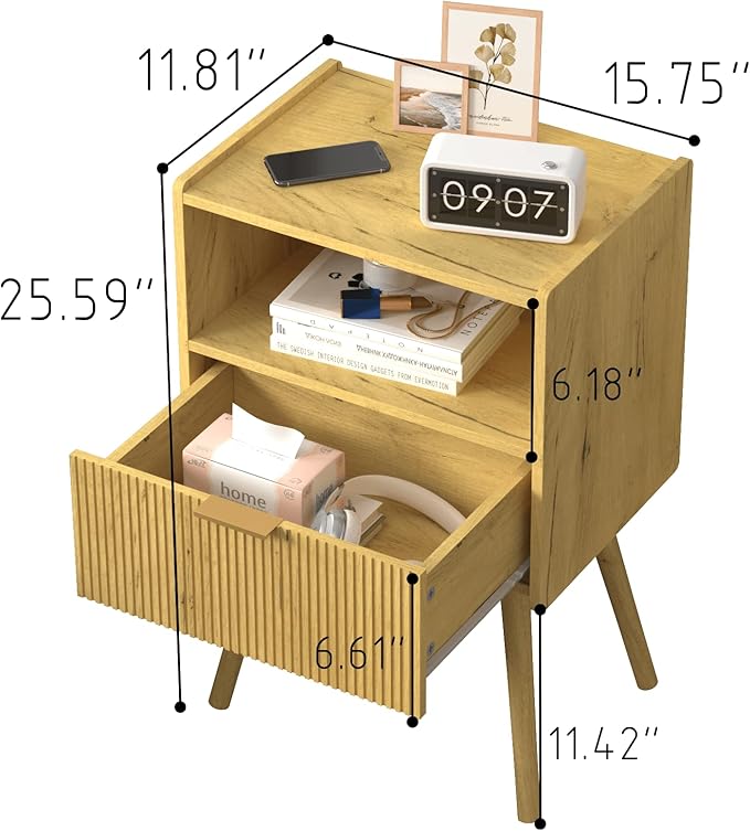 Nightstand, Modern Bedside Table - Image 2