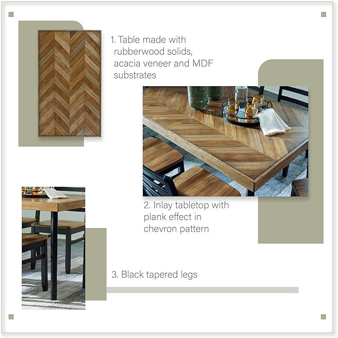Signature Design by Ashley Blondon Rustic Chevron Dining Table and 6 Chairs - Image 4