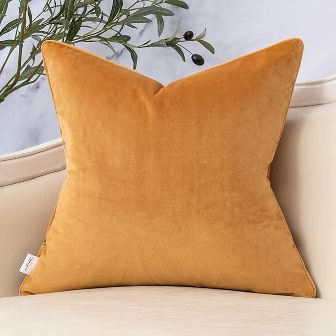 Yangest Orange Yellow Square Throw Pillow Cover Wavy Velvet Cushion Cover - Image 2