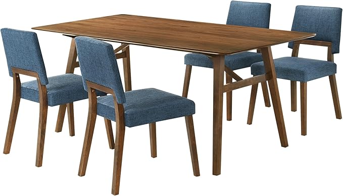 Armen Living Channell Mid Century Modern 5 Piece Walnut Wood Dining Table Set by ArmenLiving