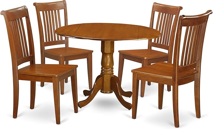 East West Furniture DLPO5-SBR-W 5 Piece Kitchen Table & Chairs Set Includes a by EastWestFurniture