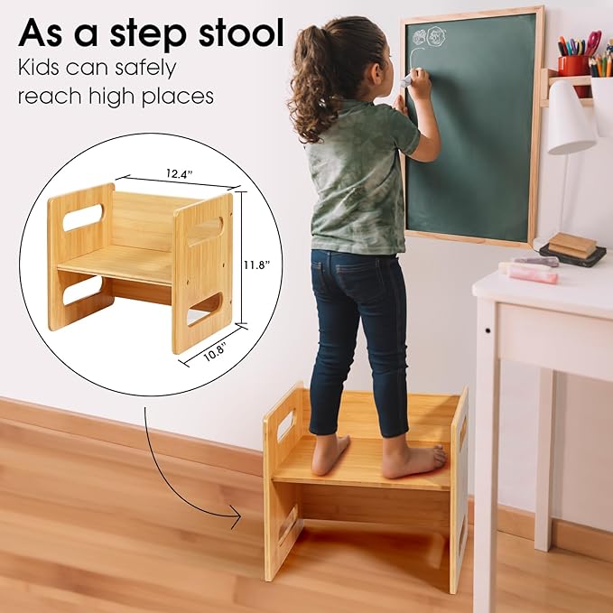 Kids Table and Chair Set, Montessori Weaning Table and Chair, Natural Bamboo - Image 4
