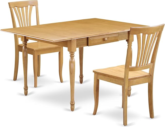 East West Furniture MZAV3-OAK-W 3 Piece Dining Room Table Set Contains a by EastWestFurniture