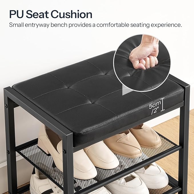 HOOBRO Small Shoe Bench, 3-Tier Shoe Rack, Shoe Storage Bench - Image 6