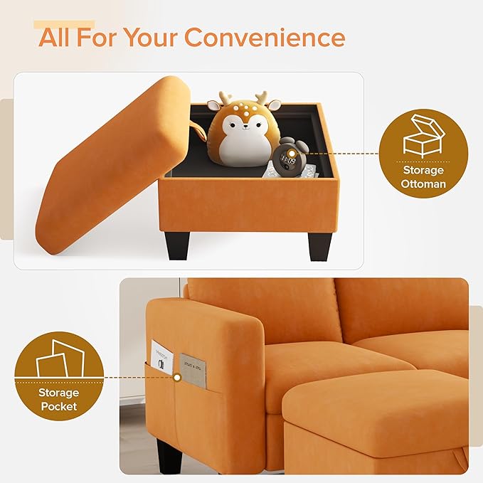 ZeeFu Convertible Sectional Sofa Couch, Classic 3 Seat L-Shaped Sofa Set - Image 7