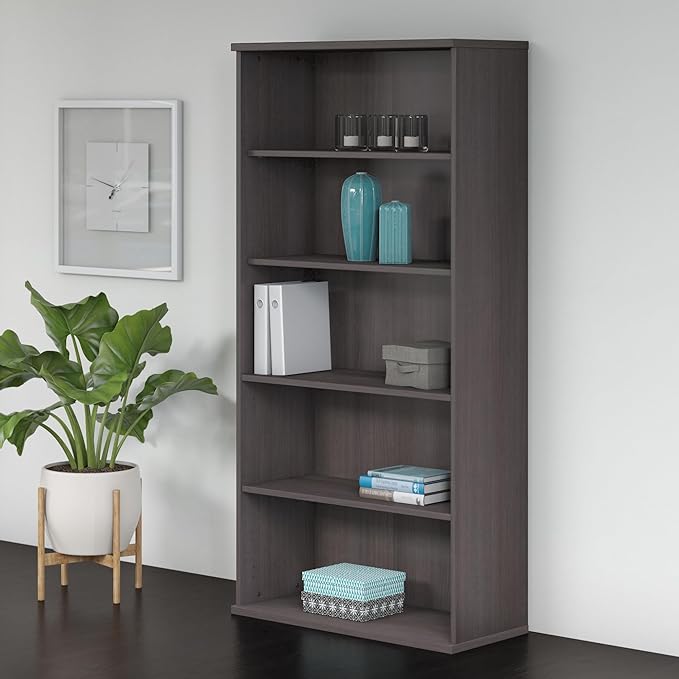 Bush Business Furniture Studio C Tall 5 Shelf Bookcase in Storm Gray, Large - Image 2