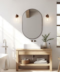 ANDY STAR Bronze Bathroom Mirror, 24x36 Brushed Bronze Oval Mirror, Oval Wall by ANDYSTAR