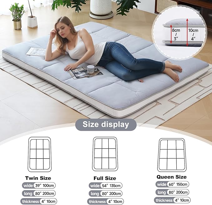 Tiita Queen Memory Foam Mattress Topper, Portable Roll Up Travel Car Camping - Image 4