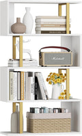 Yusong Geometric Bookcase, S Shaped Bookshelf 4-Tier Book Shelves by Yusong