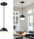 LMS 6-inch Mid Century Pendant Light, Matte Black Pendant Light Fixtures by LMS
