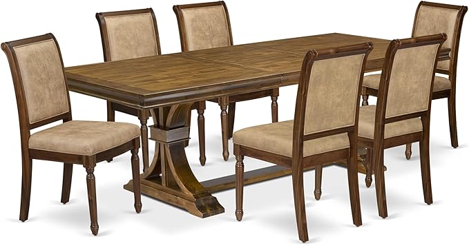 LECY7-AWA-28 7-Piece Dining Table Set Includes a Kitchen Table and 6 Beige - Image 2