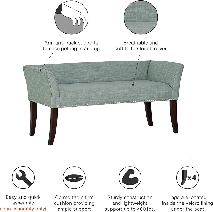 Madison Park Accent Bench for Living Room, Upholstered - Image 6