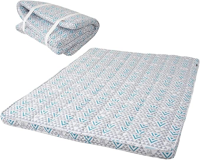 EMOOR Japanese Padded Futon Mattress Machi Queen Triangle-Gray, Gusset Foldable by EMOOR