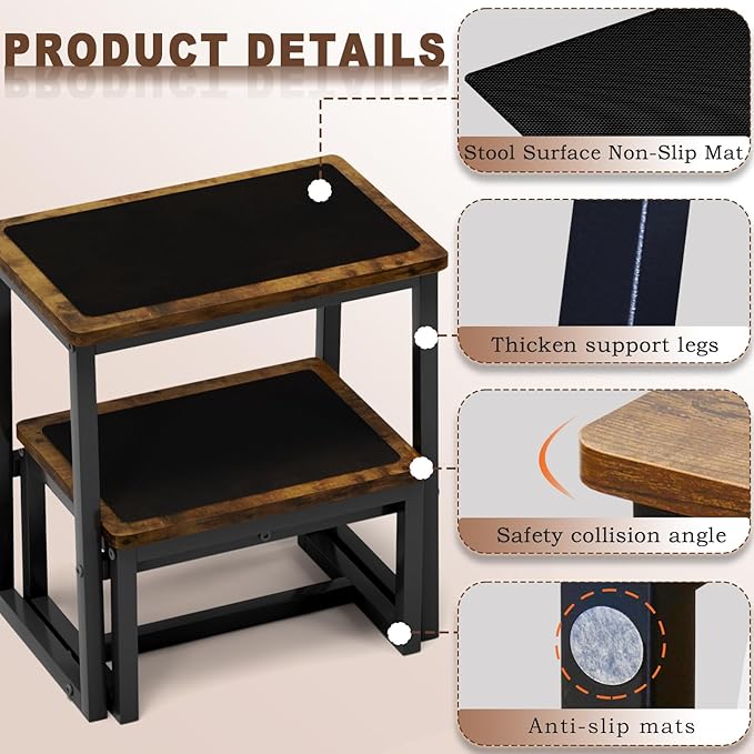 Step Stool for Adults, Holds up to 500Lb, 3 in1 Heavy Duty Sturdy Two - Image 3