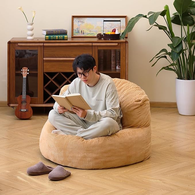 N&V Large Crescent Bean Bag Chair, Adult Size Bean Bag Sack, Foam Filling - Image 4