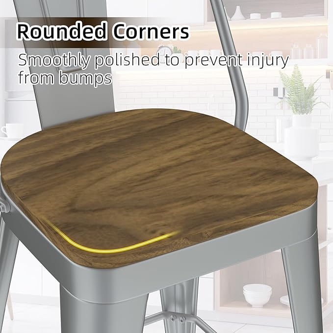 Metal Bar Stools Set of 4, High Back Bar Stools - Image 5