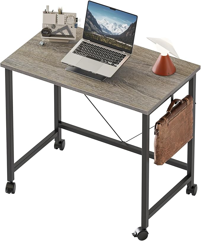 Rolling Computer Desk with Wheels, Gaming Desk by MERICONIA