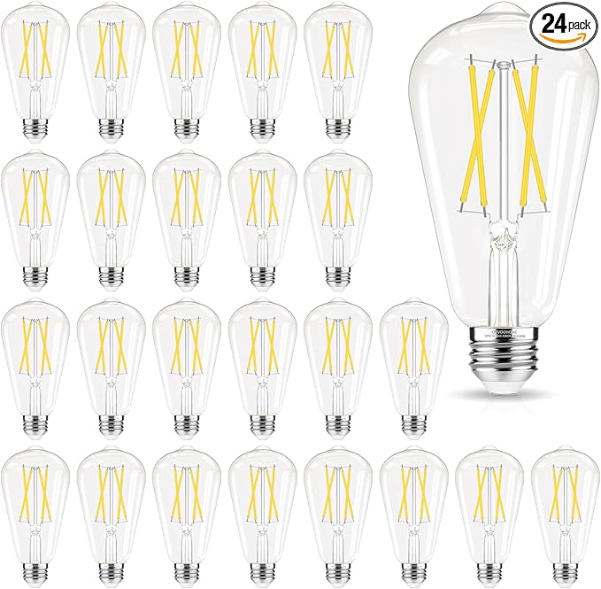 Edison Bulbs Dimmable, E26 LED Bulb 60 watt Equivalent, Cool White 4000K by GvvooHome
