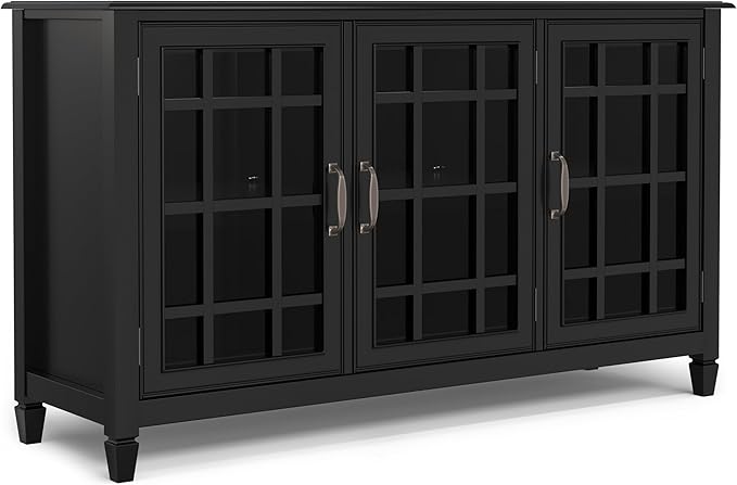 SIMPLIHOME Connaught Solid Wood 60 inch Wide Traditional Wide Storage Cabinet by SimpliHome