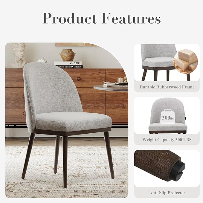 COLAMY Upholstered Dining Chairs Set of 4, Large Dining Room Kitchen Chairs - Image 5