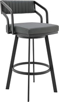 Armen Living Capri Modern 26" Seat Height Gray Faux Leather and Black Stainless by ArmenLiving