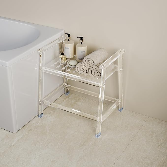 Acrylic Shower Chair with Arms - Image 2