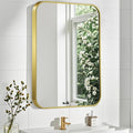 Matte Gold Mirror, 40x30 Inch Brushed Gold Mirror, Aluminum Alloy Framed Vanity by CLBA