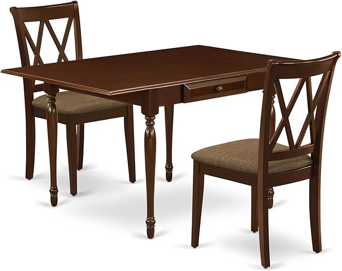 East West Furniture MZCL3-MAH-C 3 Piece Dining Table Set by EastWestFurniture