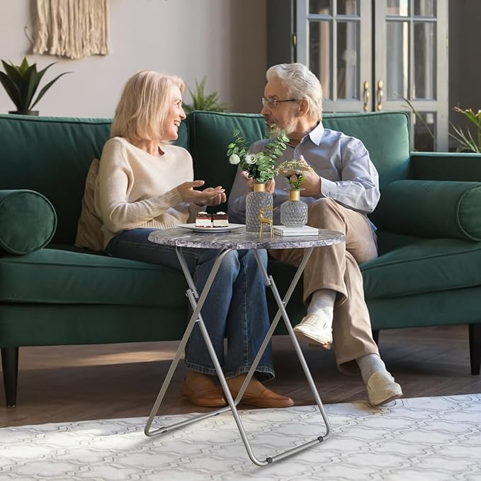 Folding Round TV Tray Table Set of 4, TV Dinner Table - Image 2