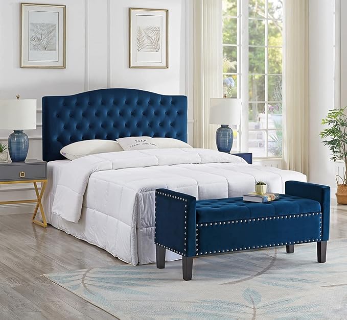 24KF Velvet Modern Upholstered Tufted Button Storage Bench - Image 7
