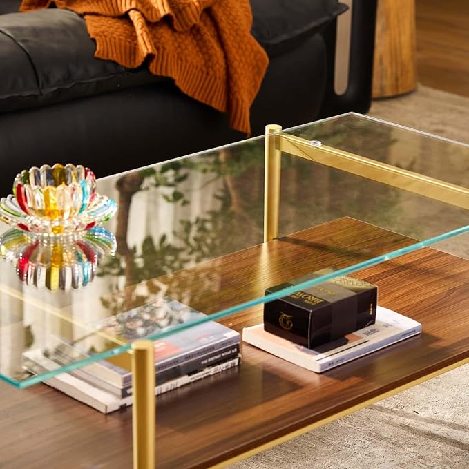 AGV LIGHTING Tadio Glass Coffee Table, Mid-Century Modern Coffee Table - Image 8
