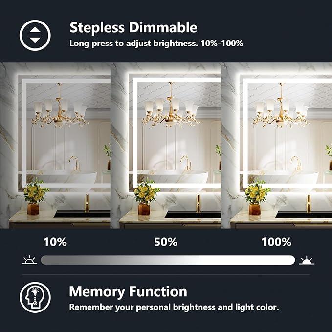 55x40 Inch LED Bathroom Mirror - Image 3