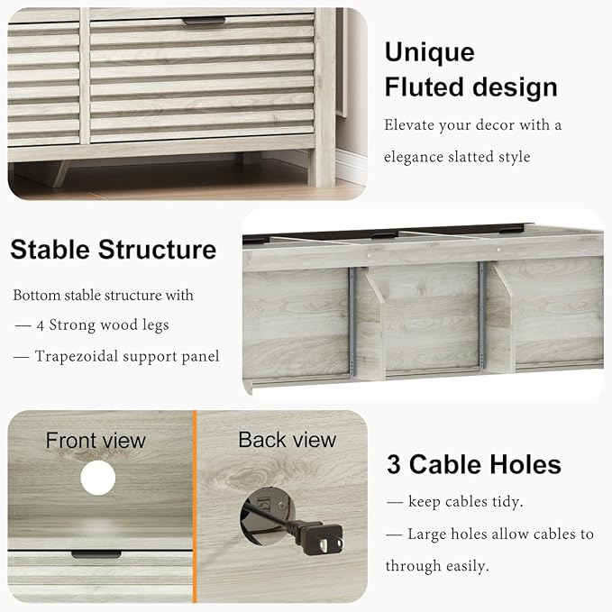 BON AUGURE TV Stand, Fluted Modern Media Console - Image 6