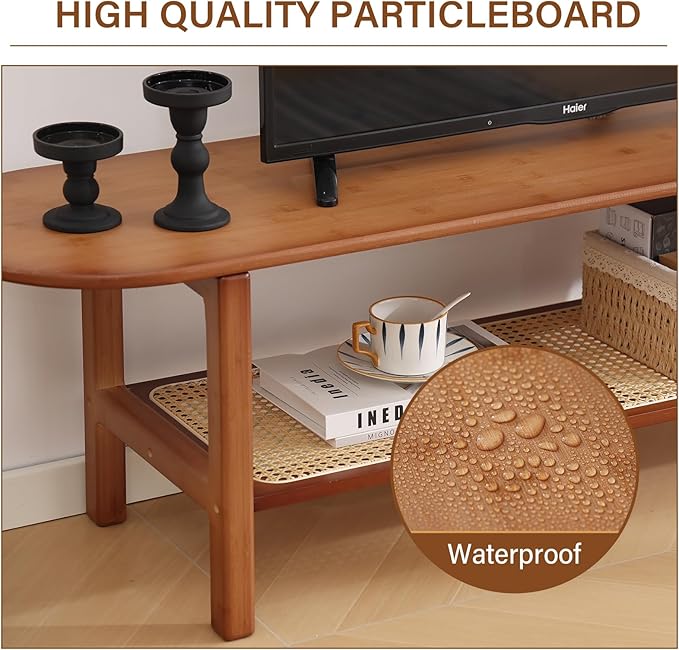 Tiita Bamboo TV Stand with Storage - Image 8
