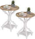 Wnutrees Farmhouse Round Accent End Table, Rustic Side Table Nightstands by Wnutrees