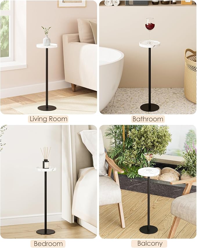 Drink Table, Small Pedestal Side Table, Round Cocktail Table, Circle Accent End - Image 9