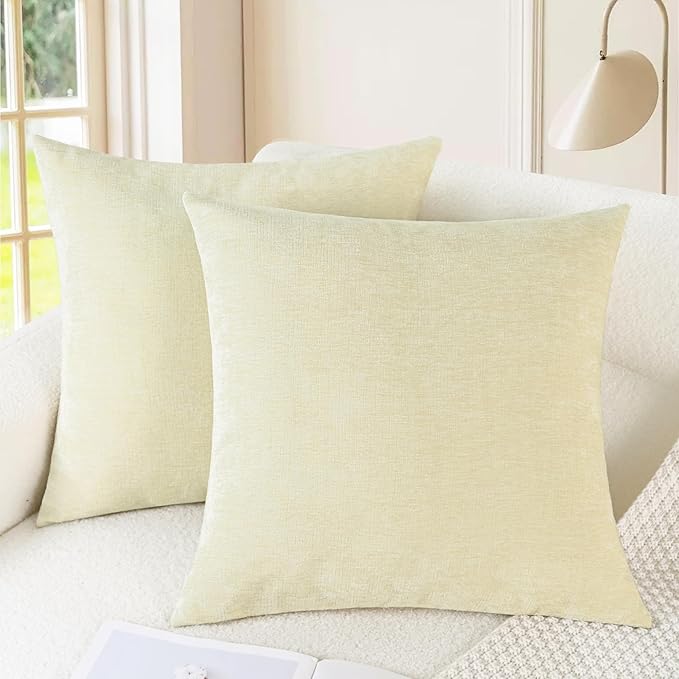 CaliTime Throw Pillow Covers Decorative 20 X 20 Inches Pack of 2 Cozy Chenille by CaliTime