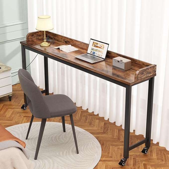70.8" Standing Desk with Charging Station, Extra Long Desk on Wheels - Image 7