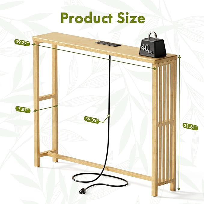 2 Pack Narrow Console Table Bamboo, 78.8" Long Entryway Tables - Image 7