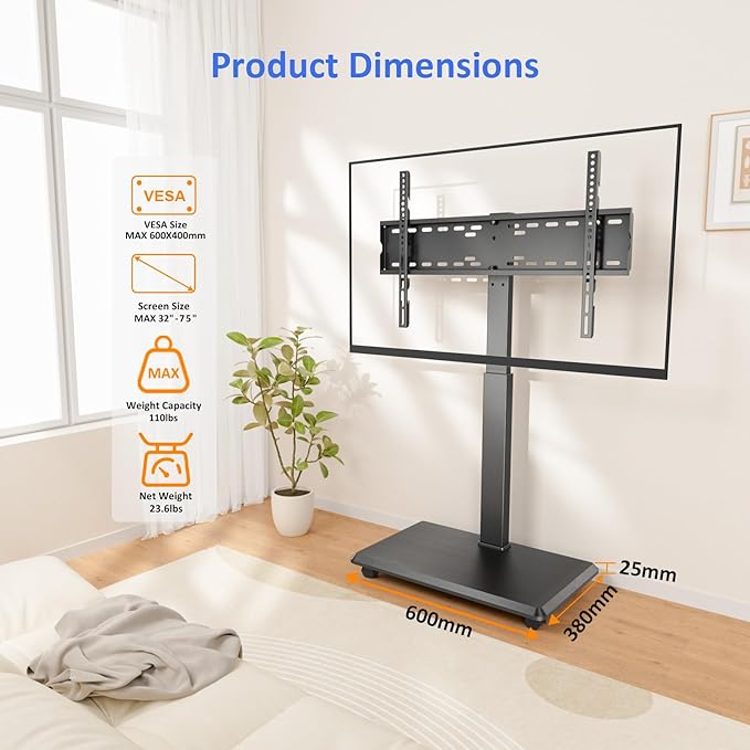 Rolling TV Stand, Portable Mobile TV Stand - Image 7
