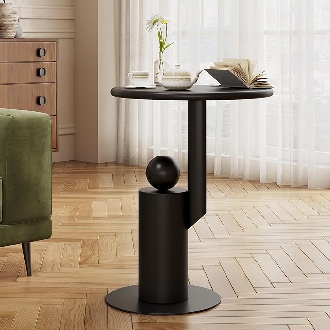 Metal Round Side Table, Matte Modern Accent End Tables Coffee Tables, Small - Image 7