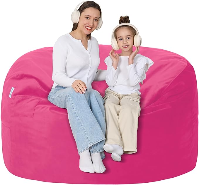 4FT Bean Bag Chair with Ultra Soft Velvet Cover Bean Bag Sofa with Memory Foam by Unknown